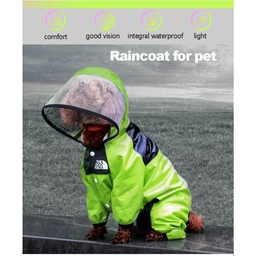 Pet Dog Raincoat Transparent Dog Hat Face Pet Jumpsuit Waterproof Dog Jacket Water Resistant Windproof Clothes for Dogs Pet Coat