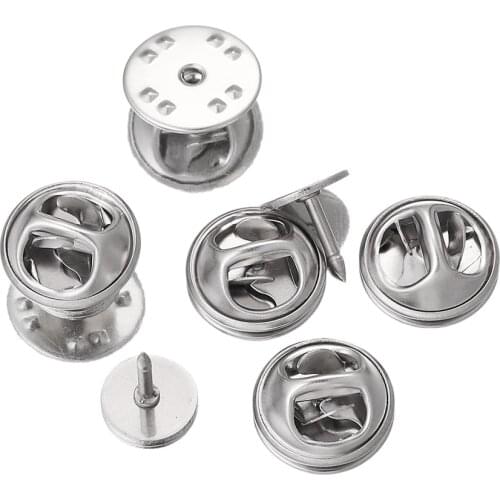 20sets/lot Stainless Steel DIY Brooch Base Round Clasps Pin Tie Tacks Blank Pins with Clutch Back for Jewelry Making Supplies