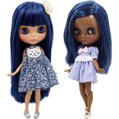 ICY DBS Blyth doll No.BL6221 Blue hair JOINT body Super Black and Tan skin 1/6 BJD Neo 30cm