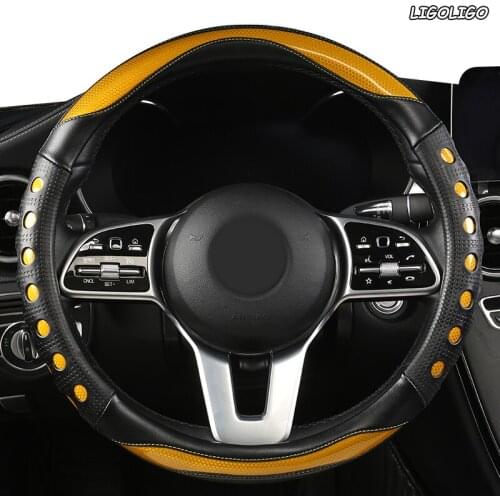 LIGOLIGO Microfiber Leather Car Steering Wheel Cover For Fiat 500 500X Ducato Grande Punto Tipo Panda Freemont Bravo Stilo