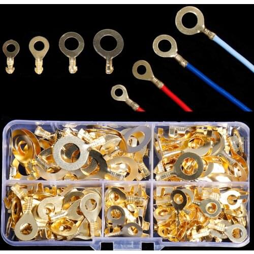 1-2.5mm Copper Crimp Round lug Terminals Cable Wire Connector Cold pressing Car O-type nose brass Bare Various Ring Lugs Eyes