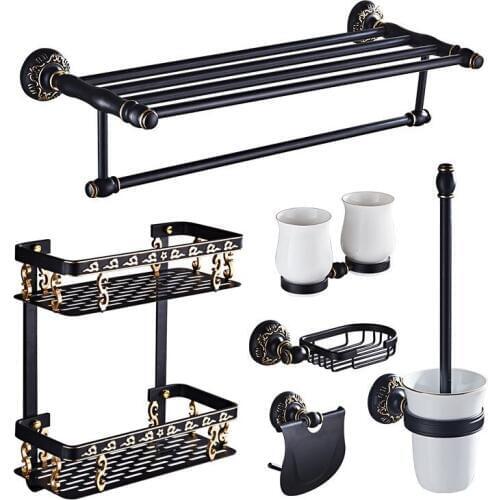 Bathroom Hardware Set Towel Rack Paper Holder Towel Bar Corner Shelf Toilet Brush holder Hook Aluminum Bathroom Accessories Set