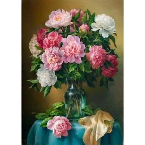 Adult 5D Diamond Painting Vase Flowers Full Diamond Embroidery Set DIY Home Decoration 30*40