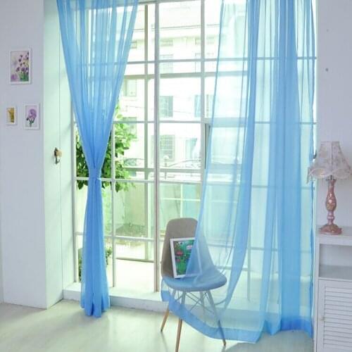 Solid Color Tulle Window Curtain Decorative Perspective Drape Veil Tube Curtain Valance 80x200cm