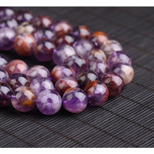Wholesale Smooth Loose Round Beads Purple Phantom Quartz Super Seven Crystal Auralite