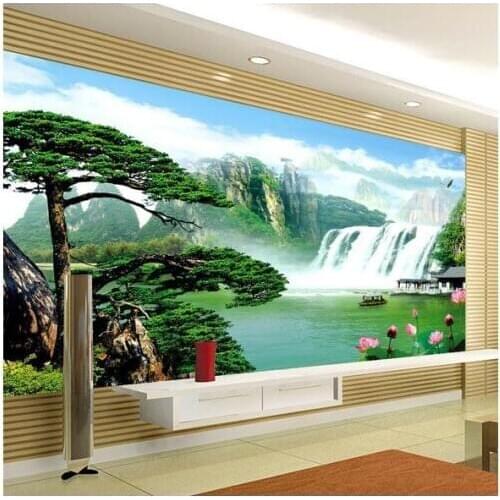 Custom photo wallpapers 3d murals wallpapers Chinese wind waterfall landscape TV setting wall papers home decor