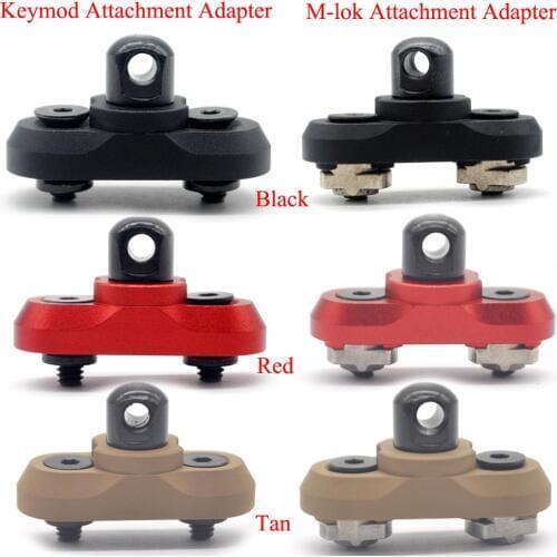 Aplus Keymod/M-lok Sling Swivel Stud Mount Rail Attachment Adapter for KEYMOD/MLok Handguard Rail System_Black/Red/Tan Color