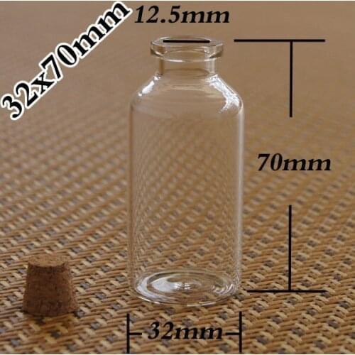 Empty 100pcs/lot factory wholesale very cute 35ml glass vials vial Glass Bottles small bottles with corks