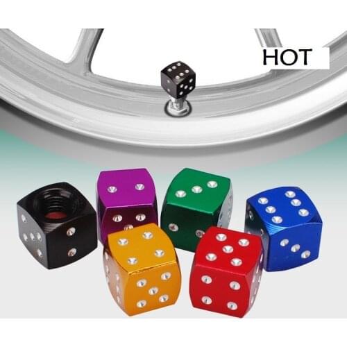 4pcs Aluminum Wheel Stem Tyre Air Valve Dustproof Cap Gold Dice Tire Tyre Valve Caps Bike Auto Truck Tire Valve Dust Cap