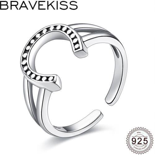 BRAVEKISS Moon 925 Sterling Silver Rings Guard Adjustable Open Rings for Women Wedding Party Ring Enhancer Fine Jewelry BLR0296