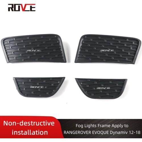 ROVCE Car Fog Light Cover Lamp Frame Grille Black For Land Rover Range Rover Evogue 2012-2018 L358 LR035093 LR035094 LR027866