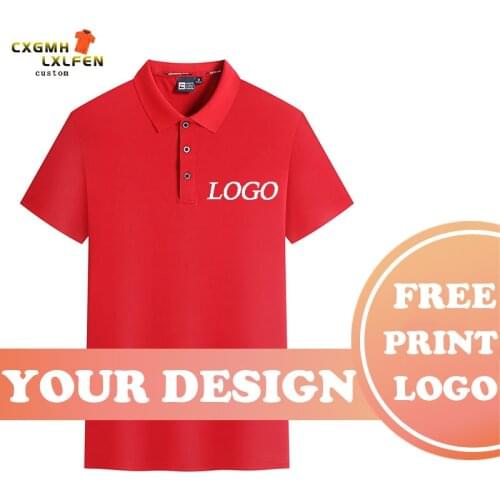 POLO shirt top 7 colors custom logo short sleeve shirt nylon ice silk lapel printing DIY brand text t shirt men