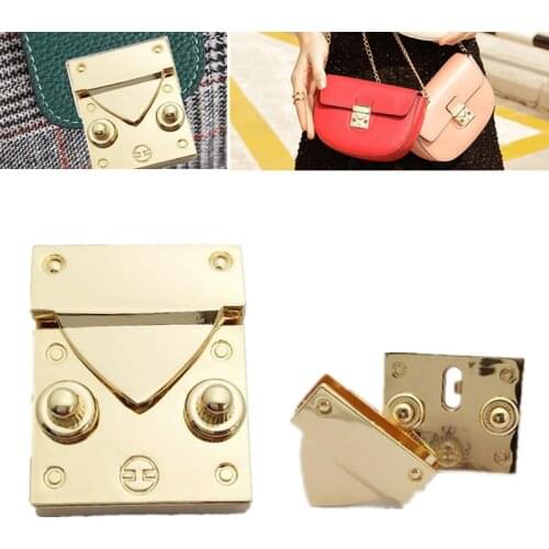 DIY Handbag Zinc Alloy Purse Craft Briefcase Square Box Gold Metal Bag Clasp Turn Lock Classic Package Accessories