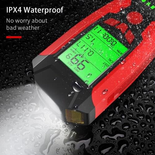 Bicycle Light Bike Lights LEDs Cycling Headlight 130dB Horn Bike Speedometer Speaker Calorie Counter USB charging 5 Light Modes