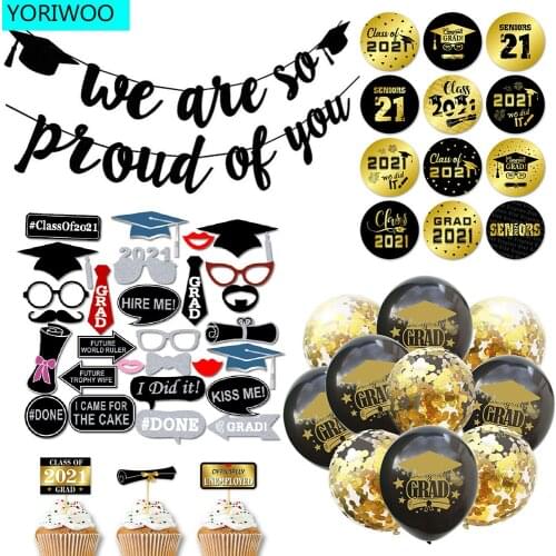 YORIWOO Congrats Grad Graduation 2021 We Are So Proud Of You Congratulations Graduation Party Decoration Happy Birthday Balloon