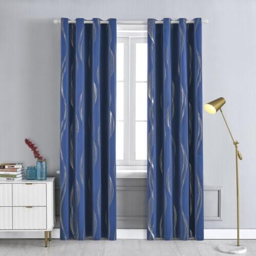 1 Panel Royal Blue W52 x L84 Inch Sliver Stripe Pattern Curtain for Living Room Grommet Top Country Vintage Sliding Glass Door