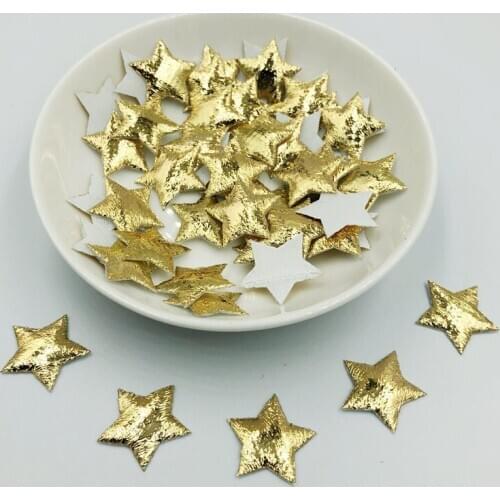 100Pcs Glitter Stars Patches Appliqued DIY Craft Material Kids Headwear Hair Pin Accessories Sequined Padded Pentagram 20mm-K37