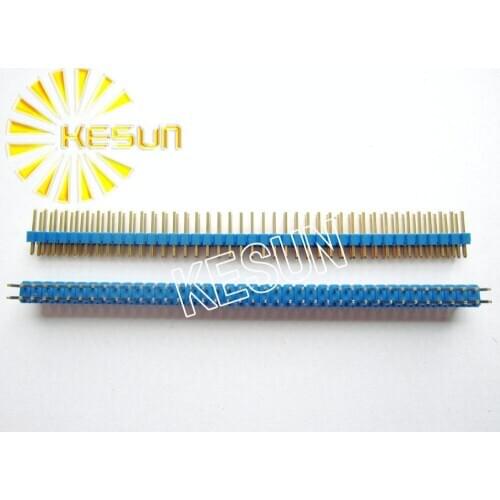 100pcs/lot 2.54mm Blue Double Row Male 2X40 Pin Header Strip Gold-plated
