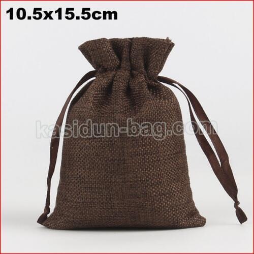 100pcs/lot size 10.5x15.5cm small drawstring jute linen bag for wedding gift