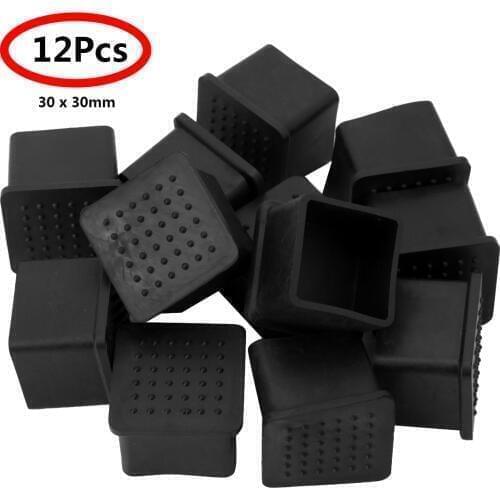 12Pc PVC Rubber Feet Covers Square Shape Furniture Legs Protect Caps Table Chair Leg End Covers Tips Floor Protectors Anti Slip