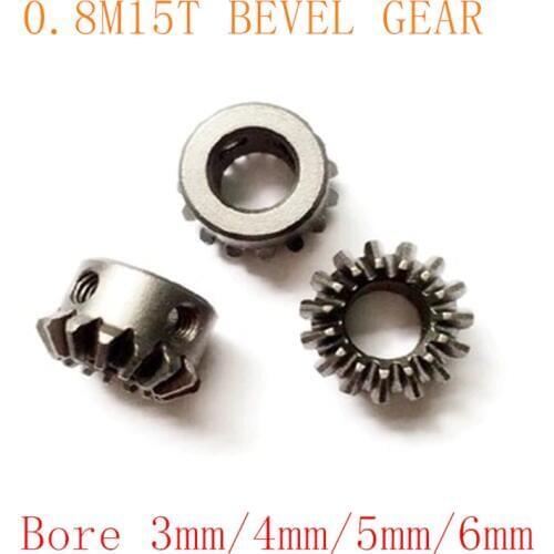 2pcs 1:1 Bevel Gear 0.8 Modulus 15 Teeth 0.8m15T 90 Degree Drive Commutation Steel Gears Screw