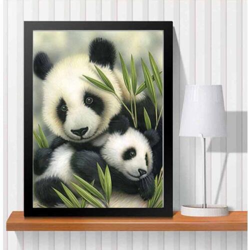 2016 Panda Love Needlework DIY Diamond Painting Kit 3D Hand Make Decorative Painting Cross Stitch Plants Embroidery Beadwork