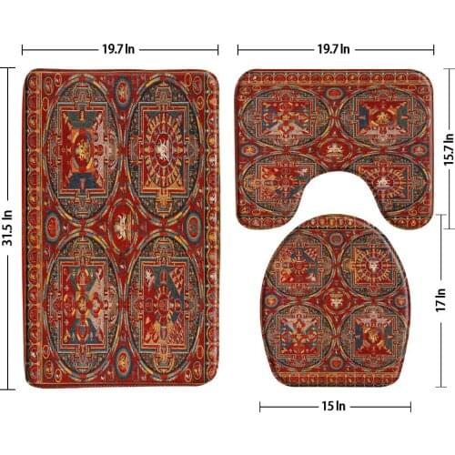 Ins Ethnic Pattern Bath Mats 3pcs Bathroom Rug Sets Non Slip Northern Europe American Style Bath Decor Toilet Cover U-Shaped Pad