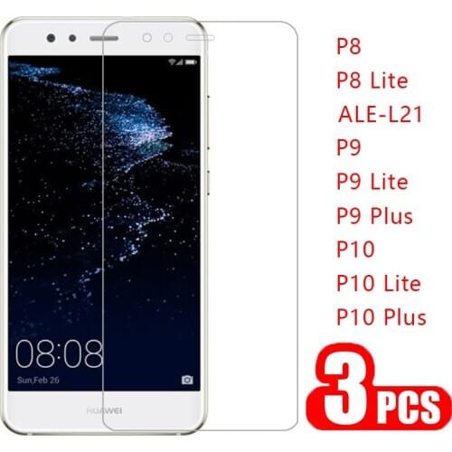 3pcs protective glass for huawei p8 p9 p10 lite plus 2017 ale l21 screen protector tempered glas on p 8 9 10 light film p10lite