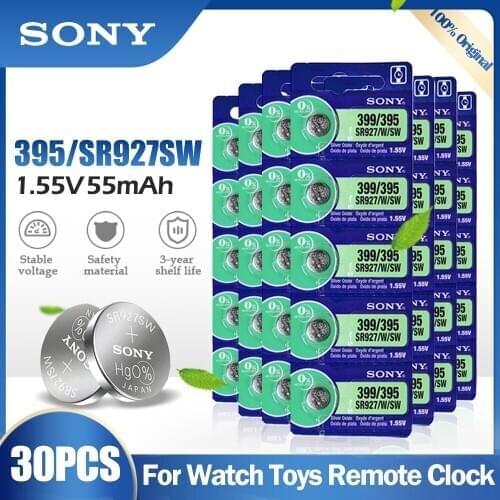 30PCS Original Sony 395 399 AG7 SR927SW SR927W SR927 LR927 LR927W 1.55V Silver Oxide Battery For Watch Toys Remote Button Cell