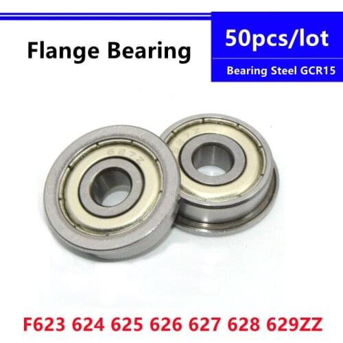 50pcs F623ZZ F624ZZ F625ZZ F626ZZ F627ZZ F628ZZ F629ZZ Flange Deep Groove Ball Bearing 3D printer