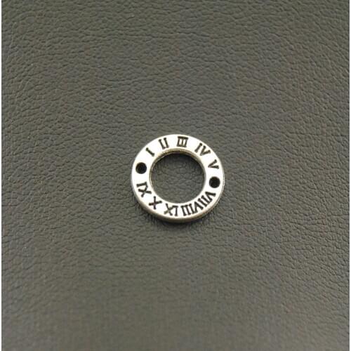 50pcs Silver Color Circle Roman Numerals Charms Connector DIY Metal Bracelet Necklace Jewelry Findings A1135