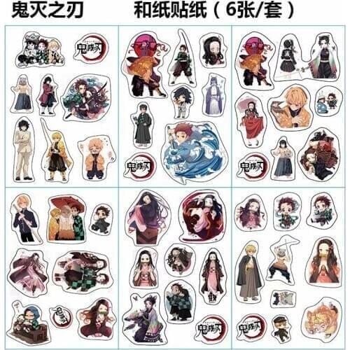 6 Sheets/Set Demon Slayer Kimetsu no Yaiba Art Online Decorative Sticker DIY Diary Scrapbooking Label Stickers 2020 news