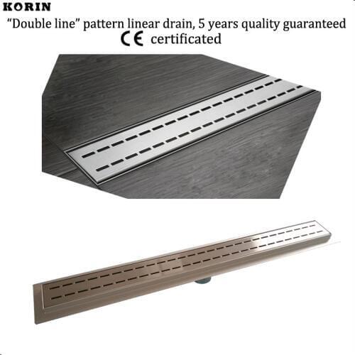600mm "Double" Style Stainless Steel 304 Linear Shower Drain, Vertical Shower Drain with flange, Floor Waste, long floor drain