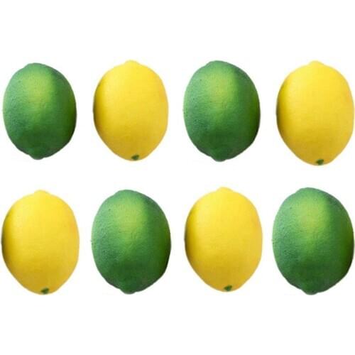 8 Pack Artificial Fake Lemons Limes Fruit for Vase Filler Home Kitchen Party Decoration, Yellow and Green