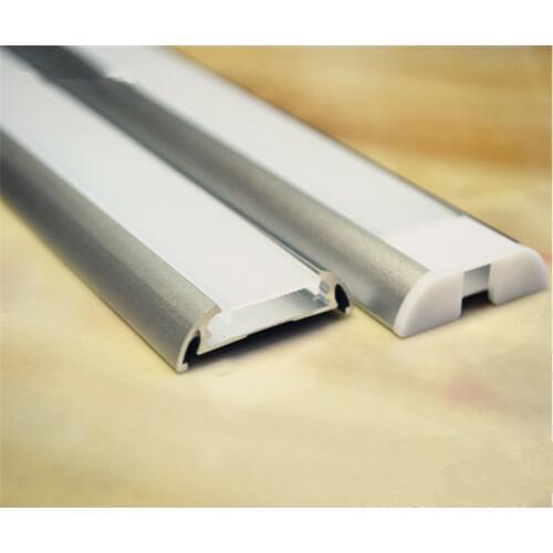 Anodized Aluminum Angled Surface Mount LED Profile Housing For Flex/Hard LED Strip Lights With Opal Cover And End Caps