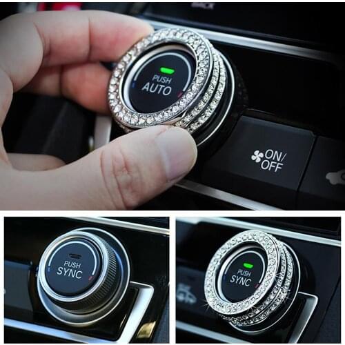 2Pcs Shiny A/C Climate Control Knob Cover Trim Ring Faux Crystal Decor for Honda Civic 10 Generation Air Conditioner Cover