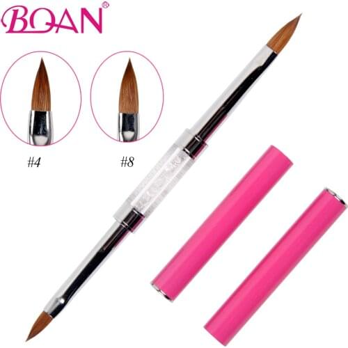 BQAN 10pcs/lots Double Head 4#/8# Flower Nail Art Brushes Liner Brush Crystal Handle Nail Art Manicure Brush