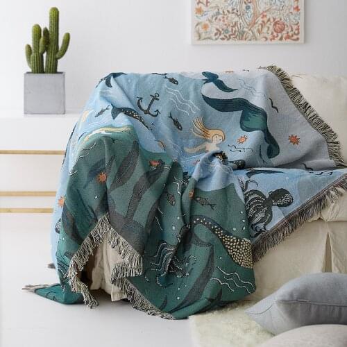 Nordic Throw Blanket Sofa Mermaid Airplane Travel Blanket For Home Bed Living Room Tapestry Carpet Sofa Cover