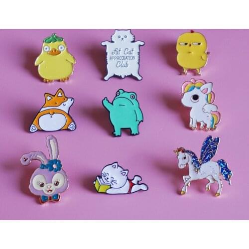 Lovely Animals Enamel Pins Unisex Alloy Brooch Collar Lapel Pins Bag Clothes Button Badges Cartoon Jewelry Gift for friends
