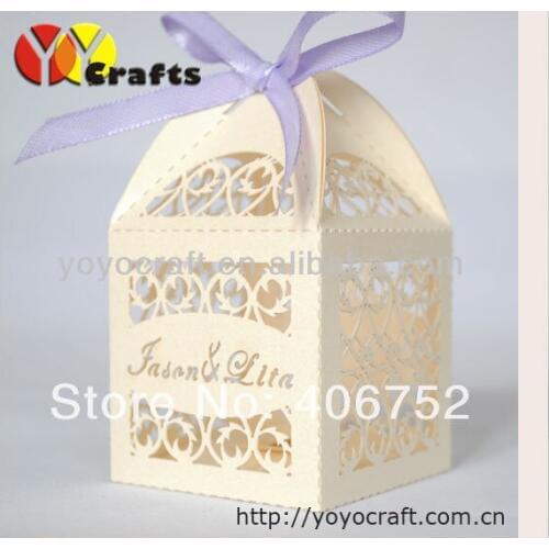 Hot sale new design customized event & party supplies paper laser cut elegant fence small wedding favour boxes