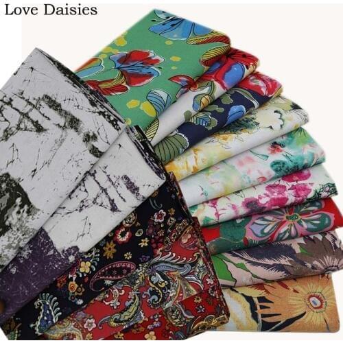 Cotton/Linen Ethnic Retro Big Leaves Lotus Flower Paisley Forest fabric for DIY APPAREL Dress Cushion sofa Tablecloth Home Decor