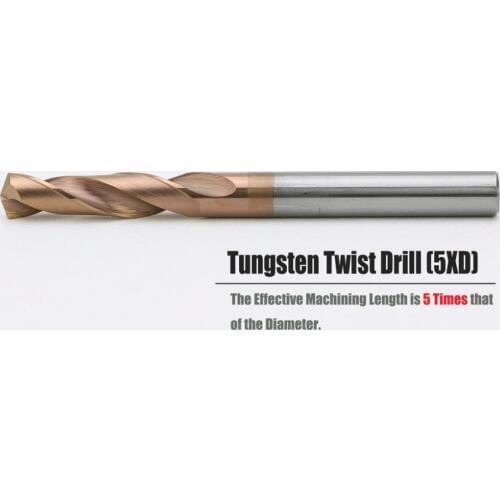 Shank 10mm Titanium Coated Tungsten Carbide Drill Bits for Metal Steel Iron 5D HRC50 Twist CNC Router Drilling Tools Hole Cutter