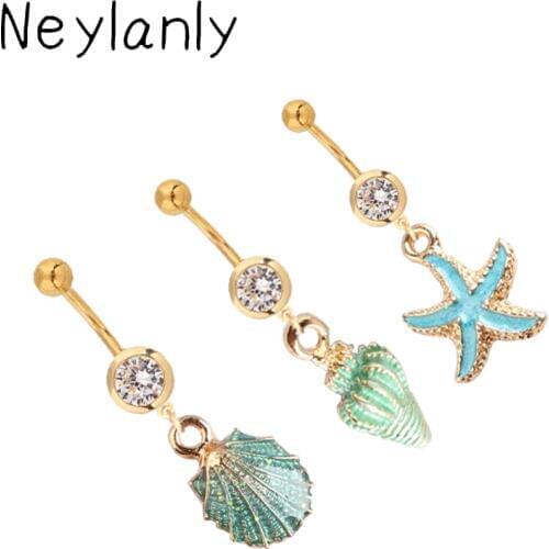 Fashion Summer Gold Shell Belly Ring Bohemian Belly Button Rings Starfish Navel Ring Navel Piercing Jewelry Grilfriend Gift
