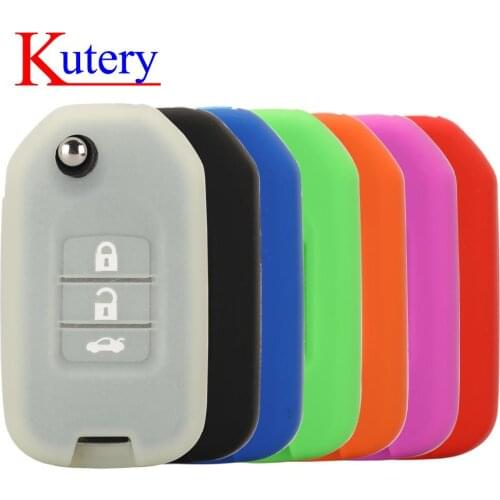 Kutery 3/4 Buttons Silicone Rubber Colorful Remote Key Cover Case For Honda Accord CR-V Crosstour Civic Protection Replacement