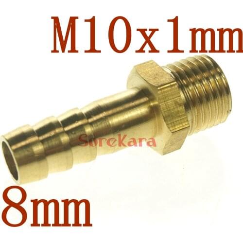 LOT 5 Hose Barb I/D 8mm x M10x1mm Metric Male Thread Brass coupler Splicer Connector fitting for Fuel Gas Water
