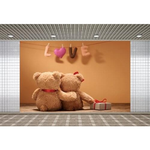 Lyavshi Bear Couple LOVE Backdrop Room Photographic Backgrounds Photography Backgrounds Photocall For Photo Studio Props