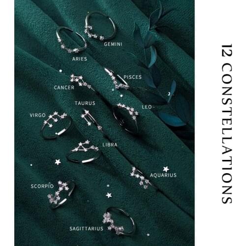 Modian Hot Sale Adjustable Fashion Twelve Constellations Ring Charm 925 Sterling Silver Taurus Libra Leo Jewelry For Women Gift