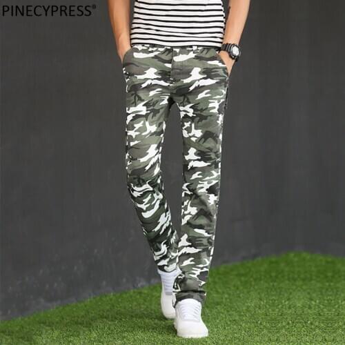 Man Trousers Military 97.9% Cotton 2.1% Polyester Outdoors Army Training Casual Fashion Spring Autumn Male Camouflage Pants