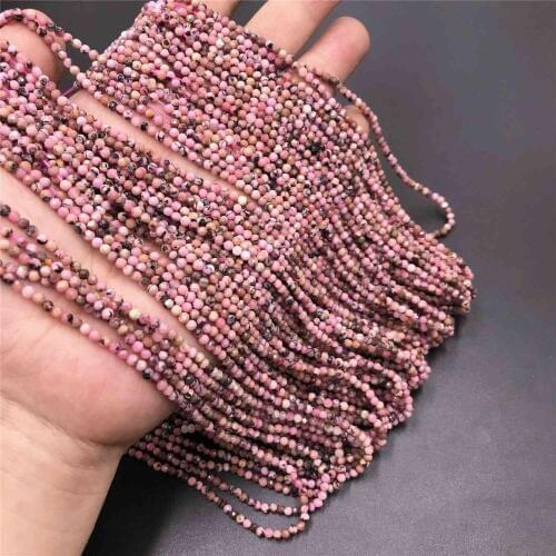 Natural 2mm Rhodonite Section Loose Beads pink Small Rhodochrosite stone Beads Micro Stone Beads for necklace bracelet earring