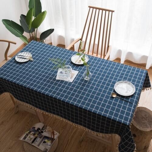 Natural plain Table Cloth Cotton Linen Wrinkle Free Anti-Fading Tablecloths Washable Table Cover for Kitchen Dinning Party
